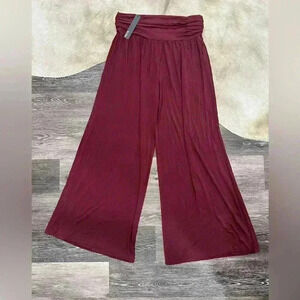 Revolve Krisa Wide Leg Flowy Stretch Pants Women Maroon/Burgundy Size Large NWT